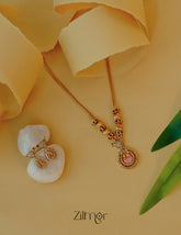 Elegant antique AD stone American diamond necklace with earrings set various colors